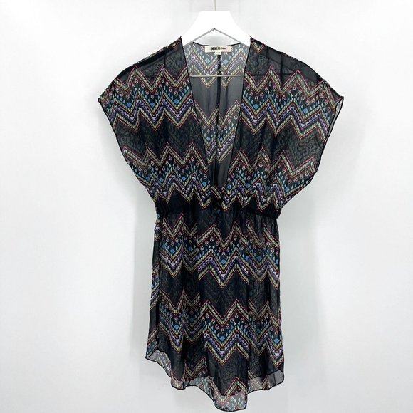 Miken Other - SOLD Miken Swim Neon Geometric Chevron Sheer Cover Up